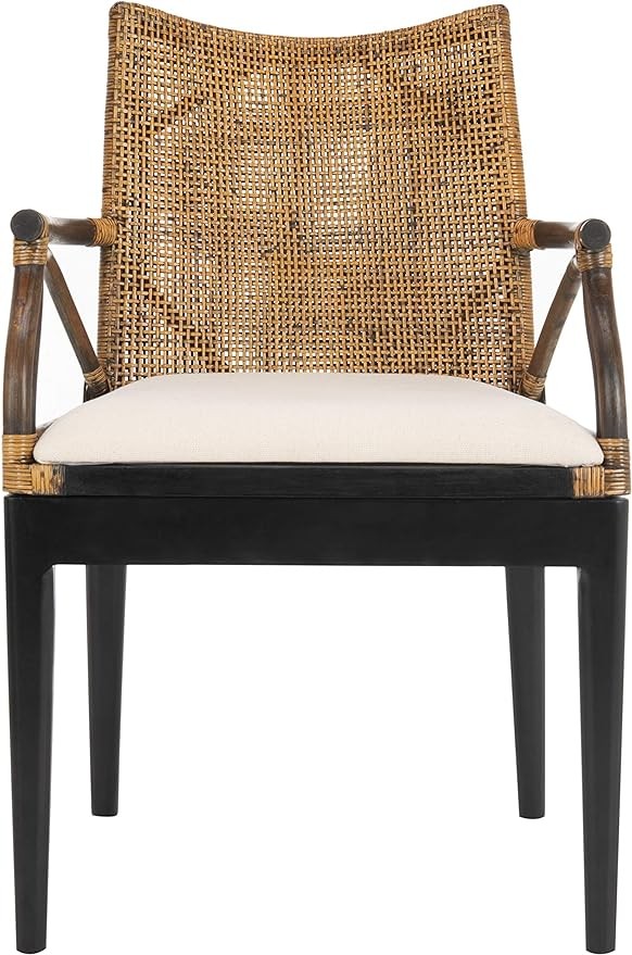 Safavieh Home Gianni Rattan Tropical Woven Arm Chair, Brown/Black
