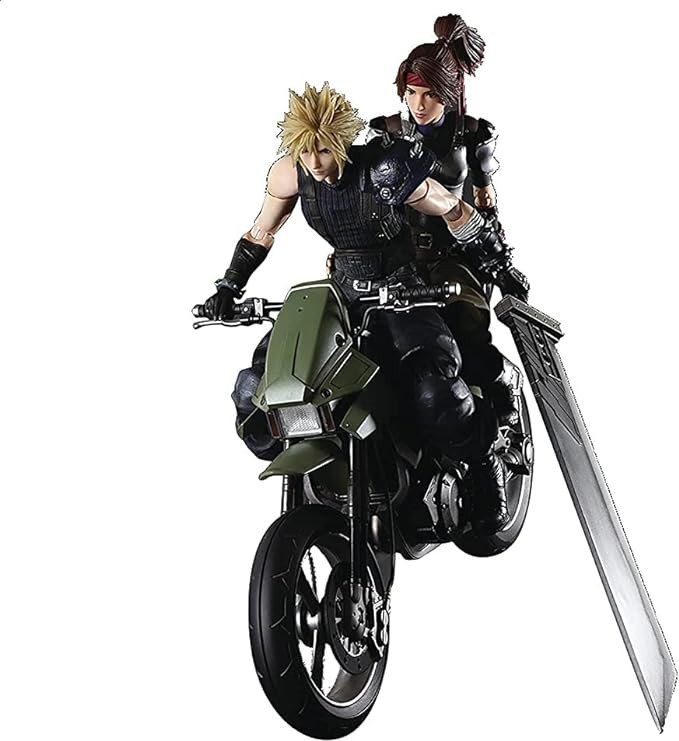 Square Enix Final Fantasy VII Remake: Cloud Strife, Jessie and Motorcycle Play Arts Kai Action Figure Set Jessie: W 3.13" x D 2.23" x H 9.72"